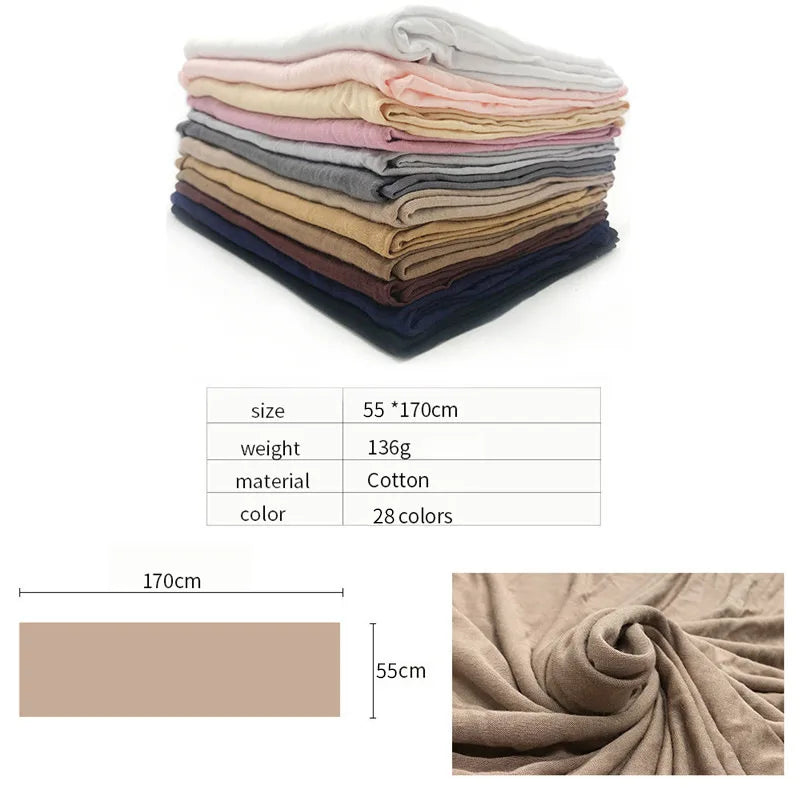 Multicolor Soft Cotton Muslim Headscarf Instant Hijab Jersey Scarf femme musulman hijabs Islamic shawls and wraps Head Scarves